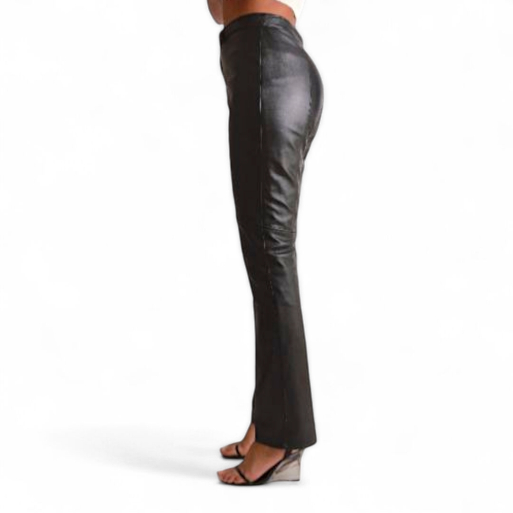Wilson's 90s Vintage Leather Black Straight Leg Genuine Leather Pants Women's 6‎